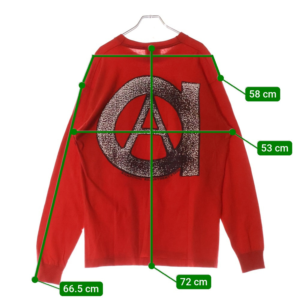VINTAGE(ヴィンテージ) 90S ANARCHIC ADJUSTMENT anarchy logo アナーキックアジャストメント アナーキーロゴ ロングスリーブ 長袖Tシャツ レッド