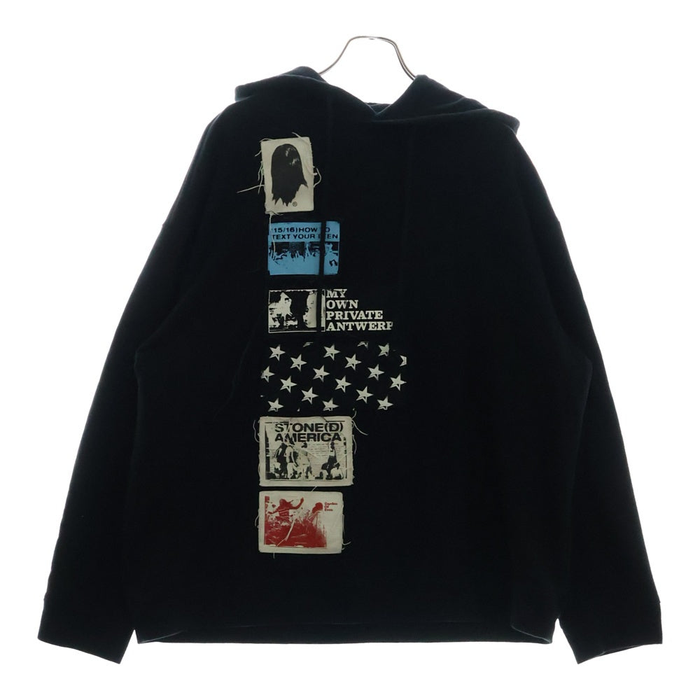 RAF SIMONS(ラフシモンズ) 20SS Regular fit hoodie with patches パッチワーク プルオーバーフーディー パーカー ブラック