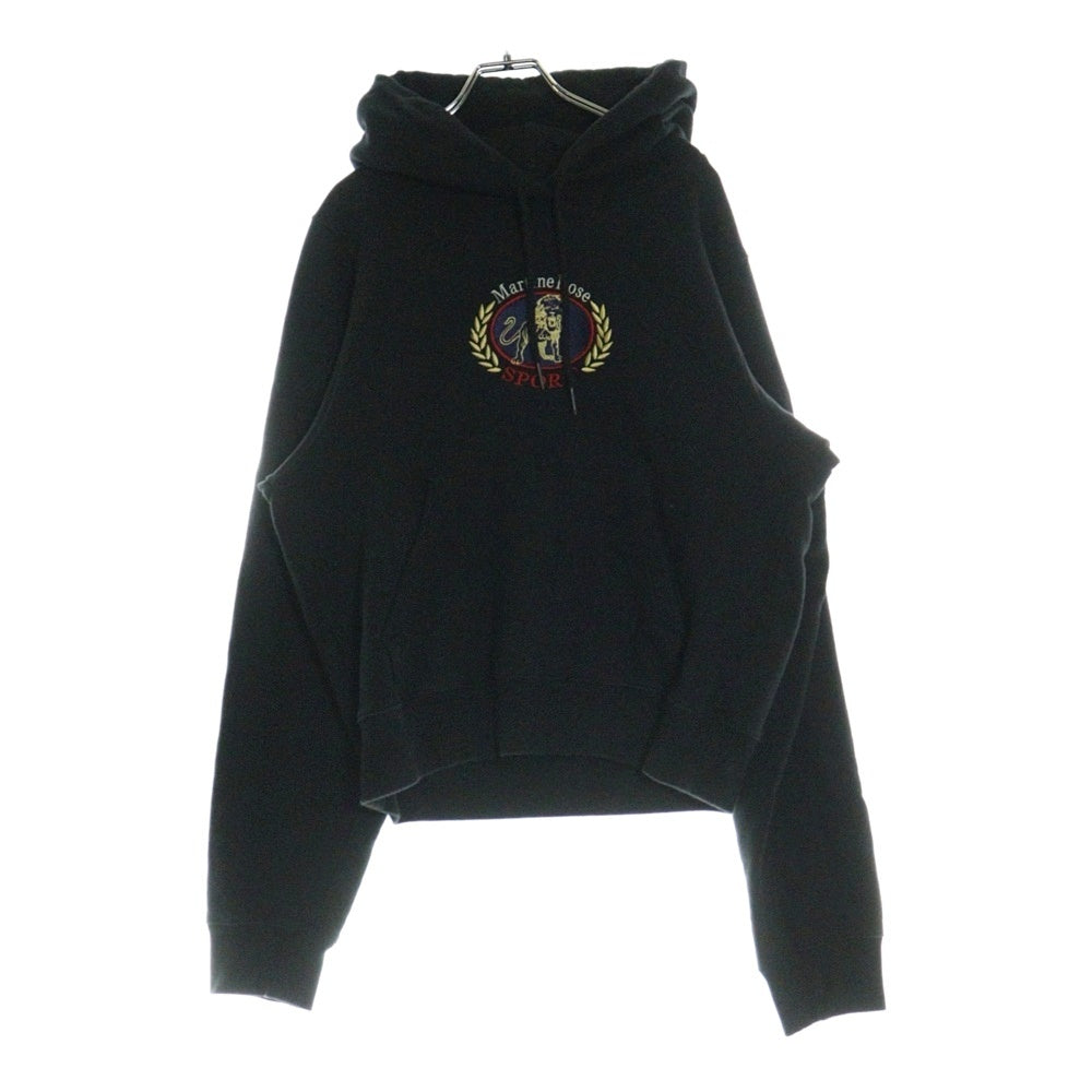 MARTINE ROSE(マーティンローズ) LOGO PULLOVER HOODIE プルオーバー ロゴ刺繍 フーディー パーカー ブラック
