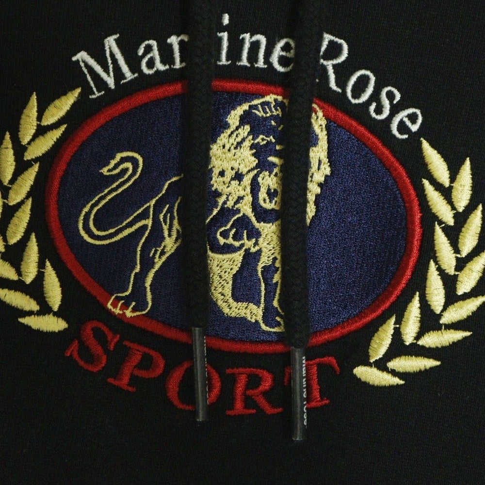 MARTINE ROSE(マーティンローズ) LOGO PULLOVER HOODIE プルオーバー ロゴ刺繍 フーディー パーカー ブラック