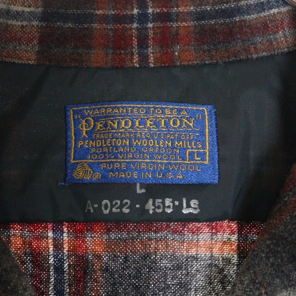 PENDLETON(ペンドルトン) 70S VINTAGE タータンチェック ロングスリーブ オープンカラー ウールシャツ レッド