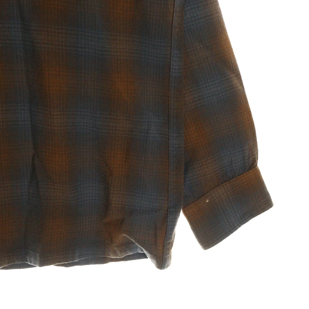 PENDLETON(ペンドルトン) 70S VINTAGE オンブレチェック ロングスリーブ オープンカラー ウールシャツ ブラウン