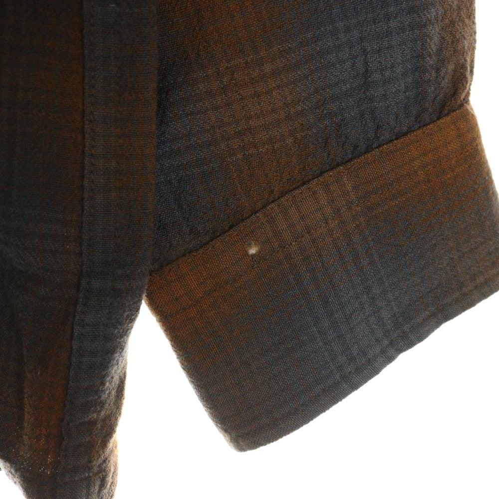PENDLETON(ペンドルトン) 70S VINTAGE オンブレチェック ロングスリーブ オープンカラー ウールシャツ ブラウン