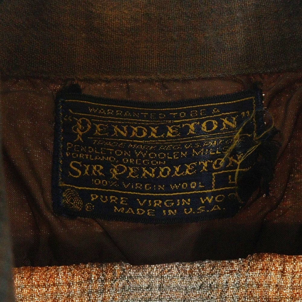 PENDLETON(ペンドルトン) 70S VINTAGE オンブレチェック ロングスリーブ オープンカラー ウールシャツ ブラウン