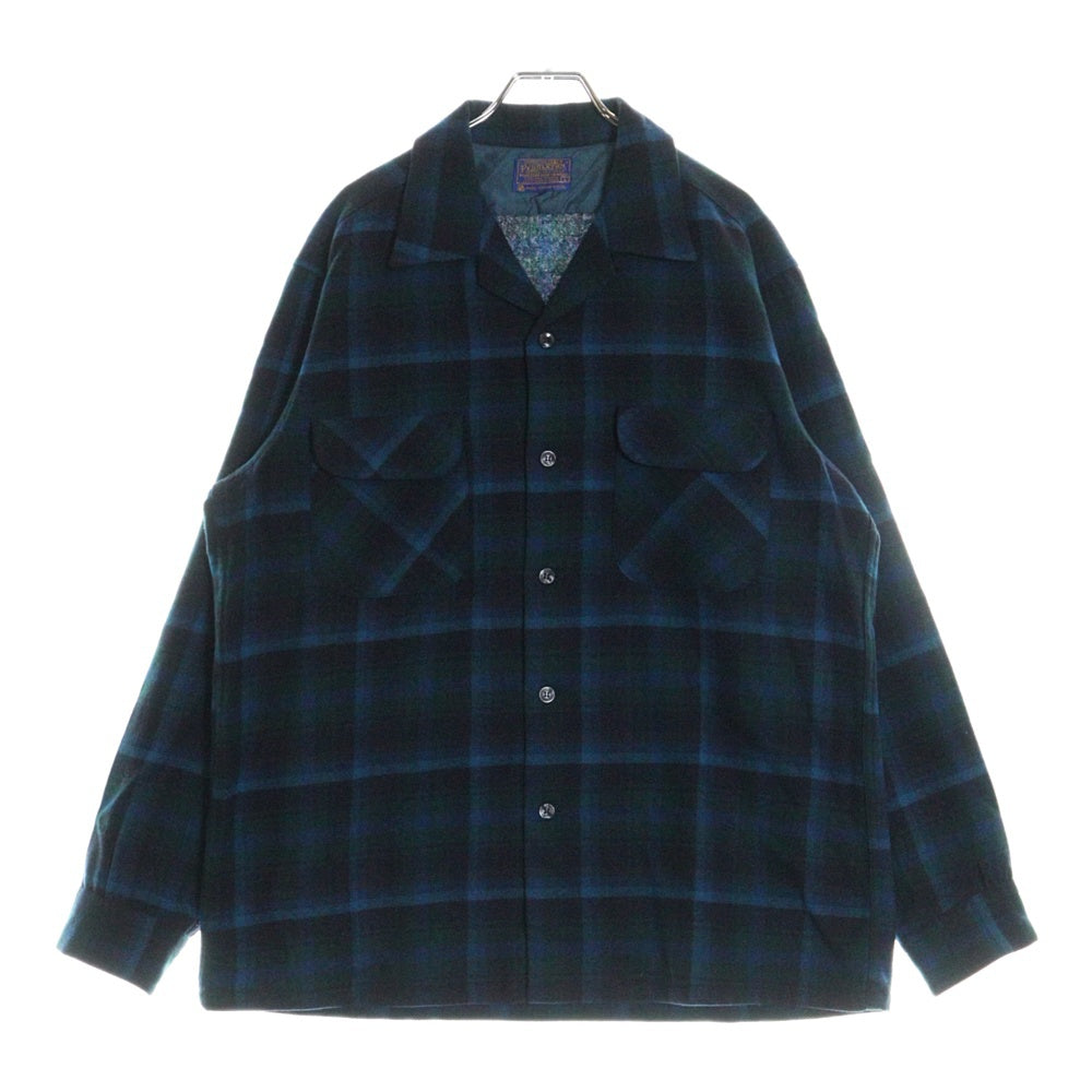 PENDLETON(ペンドルトン) 60S VINTAGE タータンチェック オープンカラー ウールシャツ ブルー