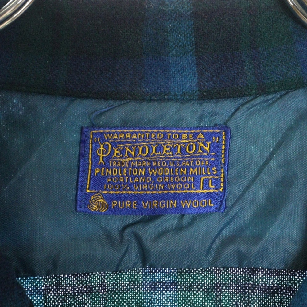 PENDLETON(ペンドルトン) 60S VINTAGE タータンチェック オープンカラー ウールシャツ ブルー