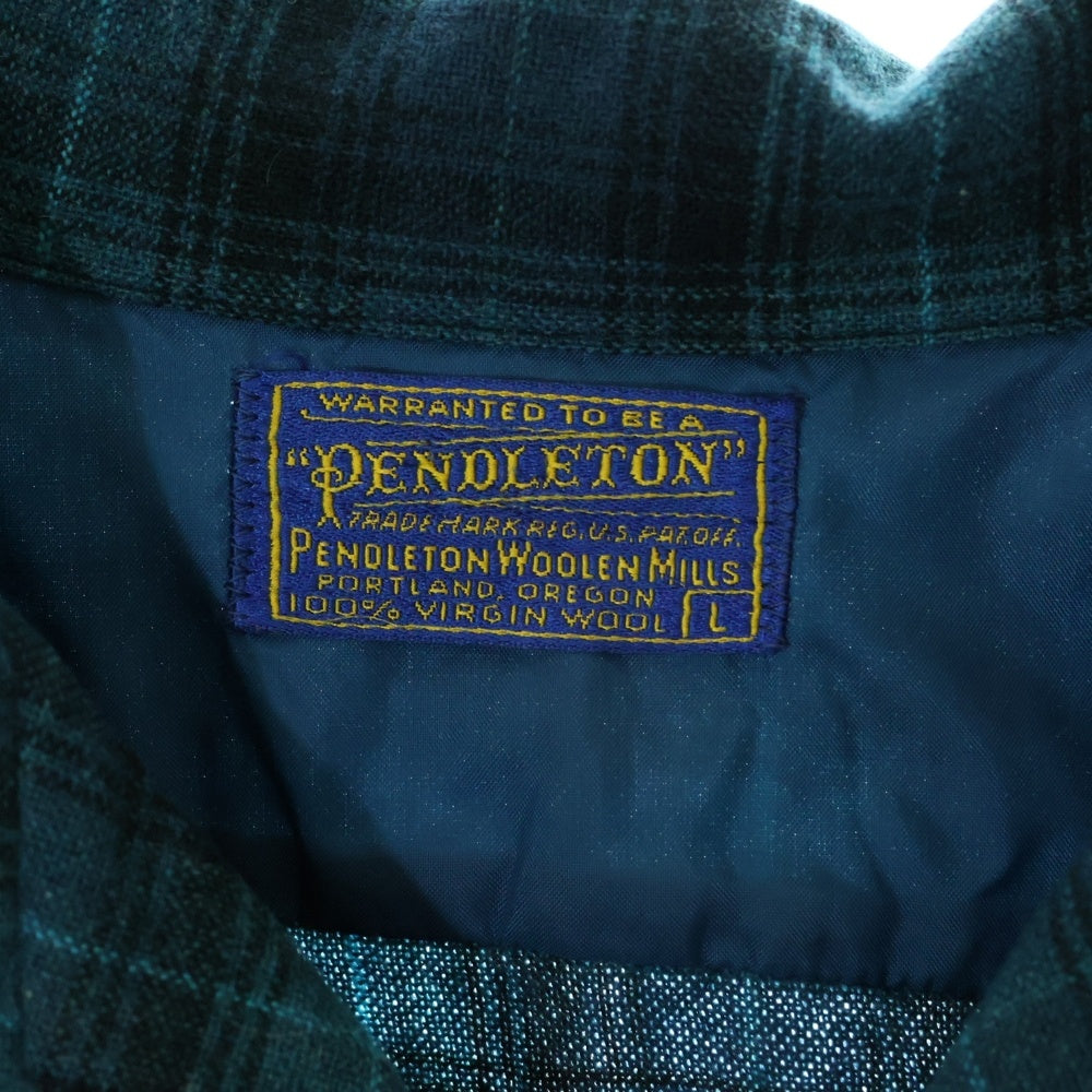 PENDLETON(ペンドルトン) 50S VINTAGE タータンチェック オープンカラー ウールシャツ ブルー