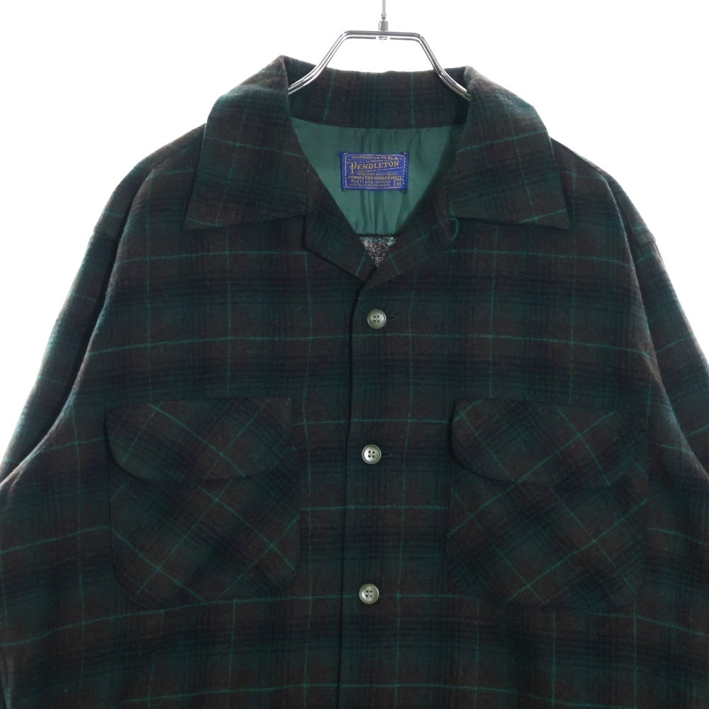 PENDLETON(ペンドルトン) 50S VINTAGE タータンチェック オープンカラー ウールシャツ グリーン