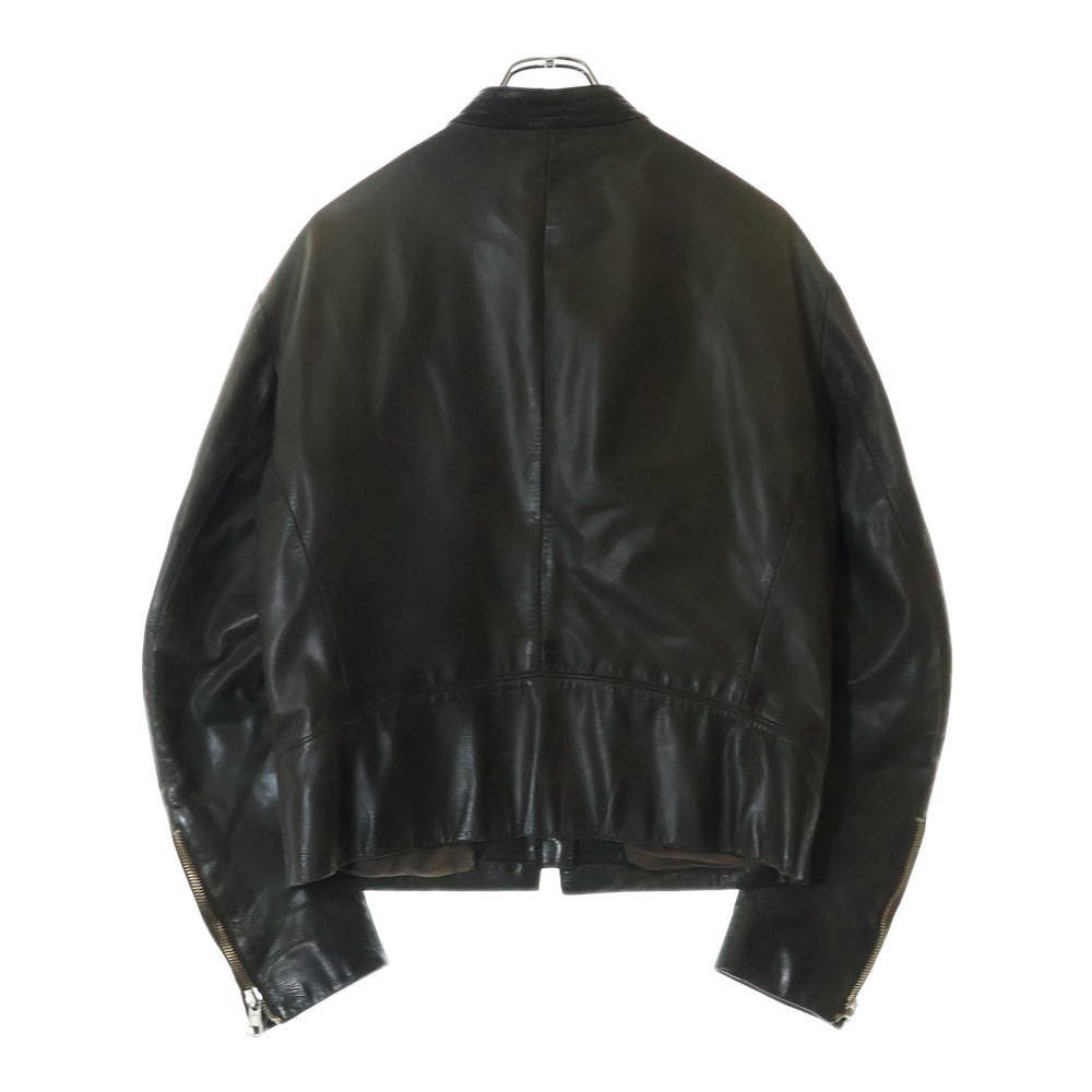 Maison Martin Margiela(メゾンマルタンマルジェラ) 01AW Archive 本人期 ダメージ加工 ビニールタグ 八の字 レザーライダースジャケット ダークグリーン