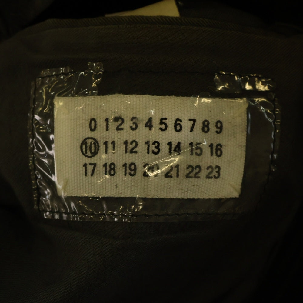 Maison Martin Margiela(メゾンマルタンマルジェラ) 01AW Archive 本人期 ダメージ加工 ビニールタグ 八の字 レザーライダースジャケット ダークグリーン