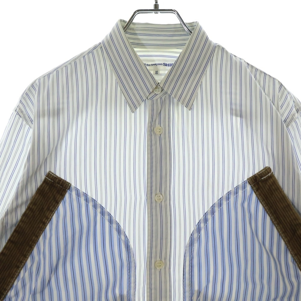 COMME des GARCONS SHIRT(コムデギャルソンシャツ) ポケット付き ストライプ 長袖シャツ ホワイト