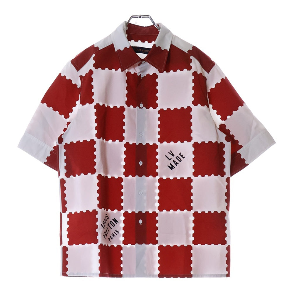 LOUIS VUITTON(ルイヴィトン) 22SS RM221M JM7 HMS05W ジャイアントダミエ半袖シャツ レッド/ホワイト