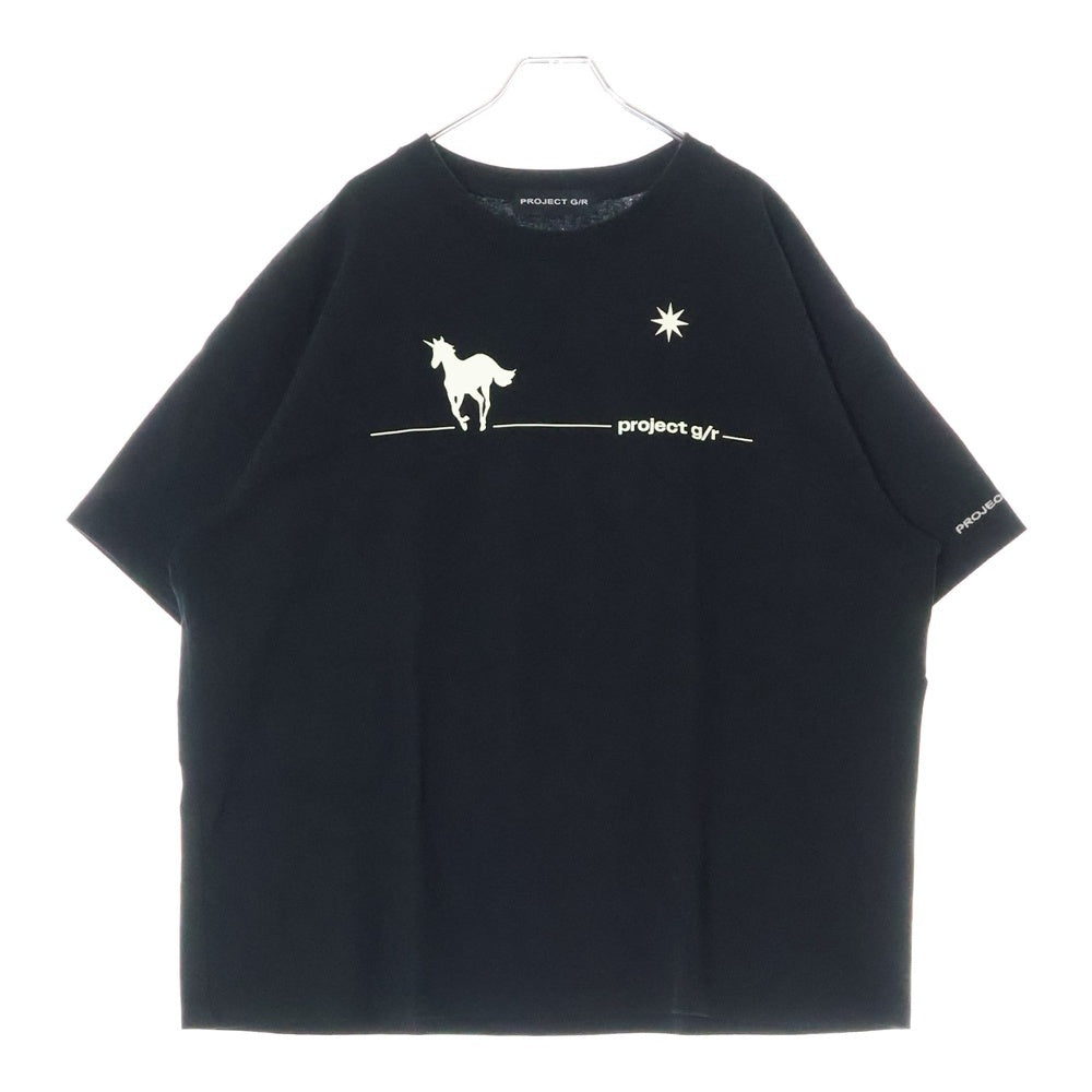 PROJECT G/R(プロジェクトジーアール) 25SS DEFINITELY T-SHIRT NUBIAN HARAJUKU POP-UP ヌビアン別注 100着限定 ユニコーンデザイン 半袖Tシャツ ブラック