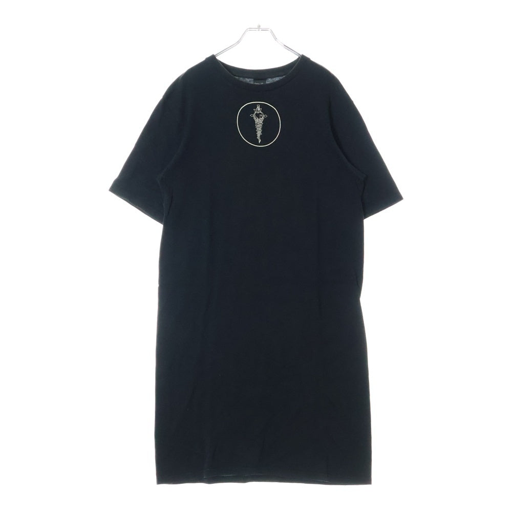 NUMBER (N)INE(ナンバーナイン) 本人期 フロントプリント 半袖Tシャツ ロング丈 ブラック