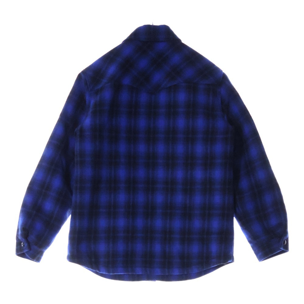 CELINE(セリーヌ) 22AW フードロゴ 長袖パディッドチェックシャツ ブルー/ブラック 2W410994R