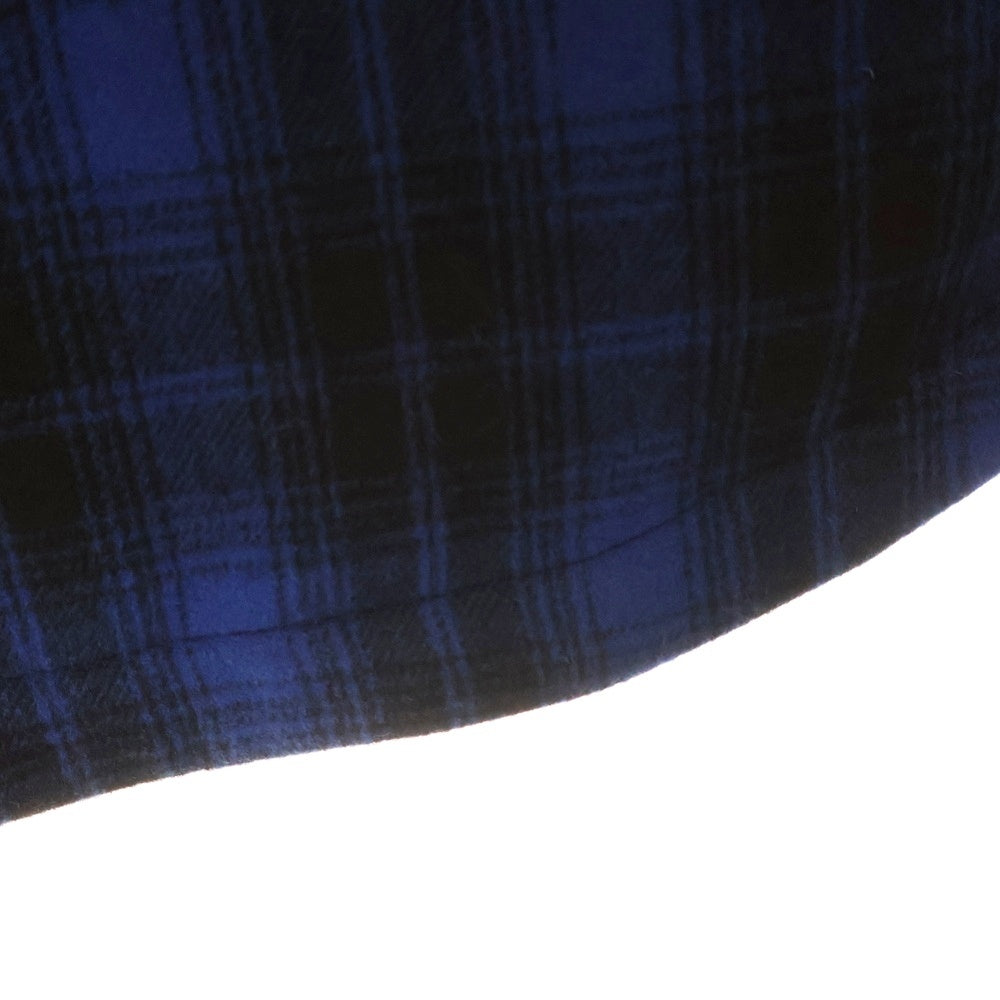 CELINE(セリーヌ) 22AW フードロゴ 長袖パディッドチェックシャツ ブルー/ブラック 2W410994R