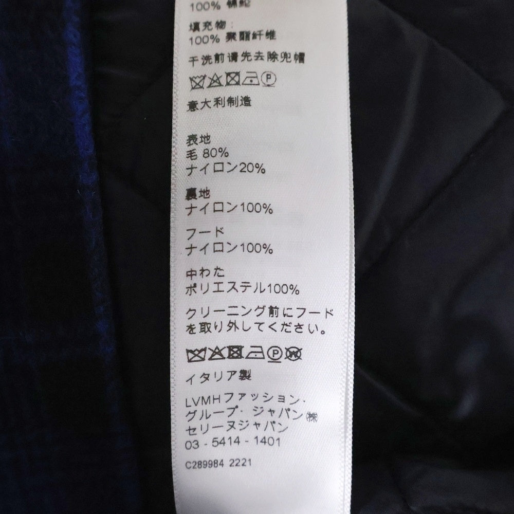 CELINE(セリーヌ) 22AW フードロゴ 長袖パディッドチェックシャツ ブルー/ブラック 2W410994R