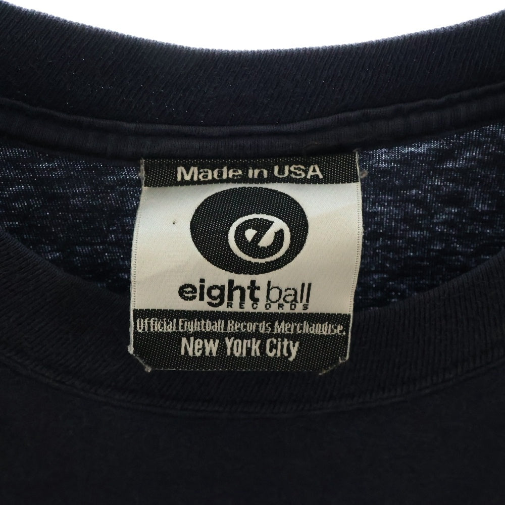 VINTAGE(ヴィンテージ) 90S eight ball RECORDS エイトボールレコード 両面プリント 半袖Tシャツ ネイビー