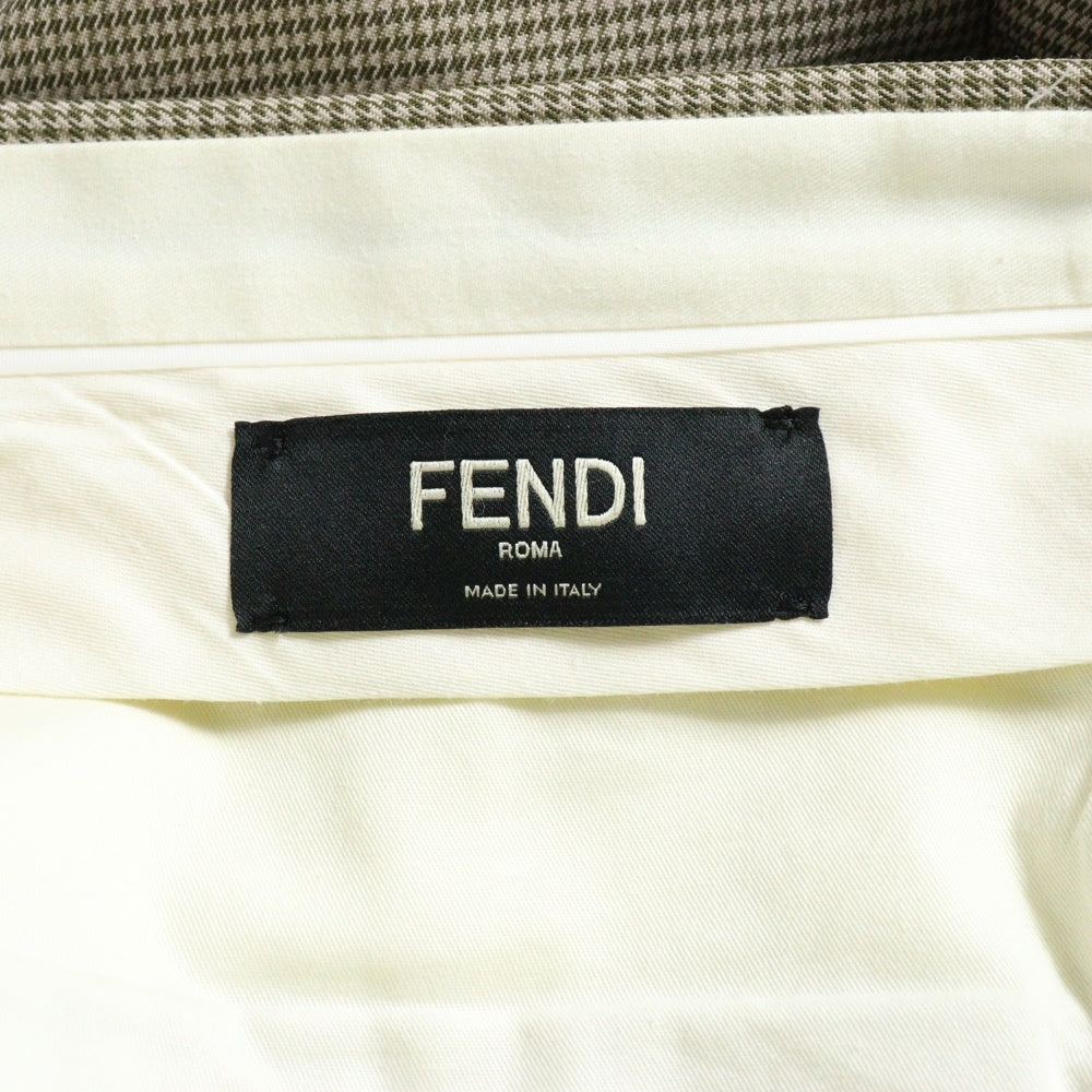 FENDI(フェンディ) 千鳥格子柄 2タック ウール スラックスショーツ ハーフパンツ ブラウン FB0570 ABAZ