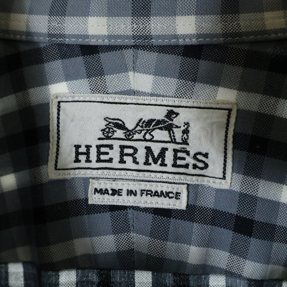 HERMES(エルメス) ギンガムチェック ボタンダウン オーバーサイズ 長袖シャツ グレー