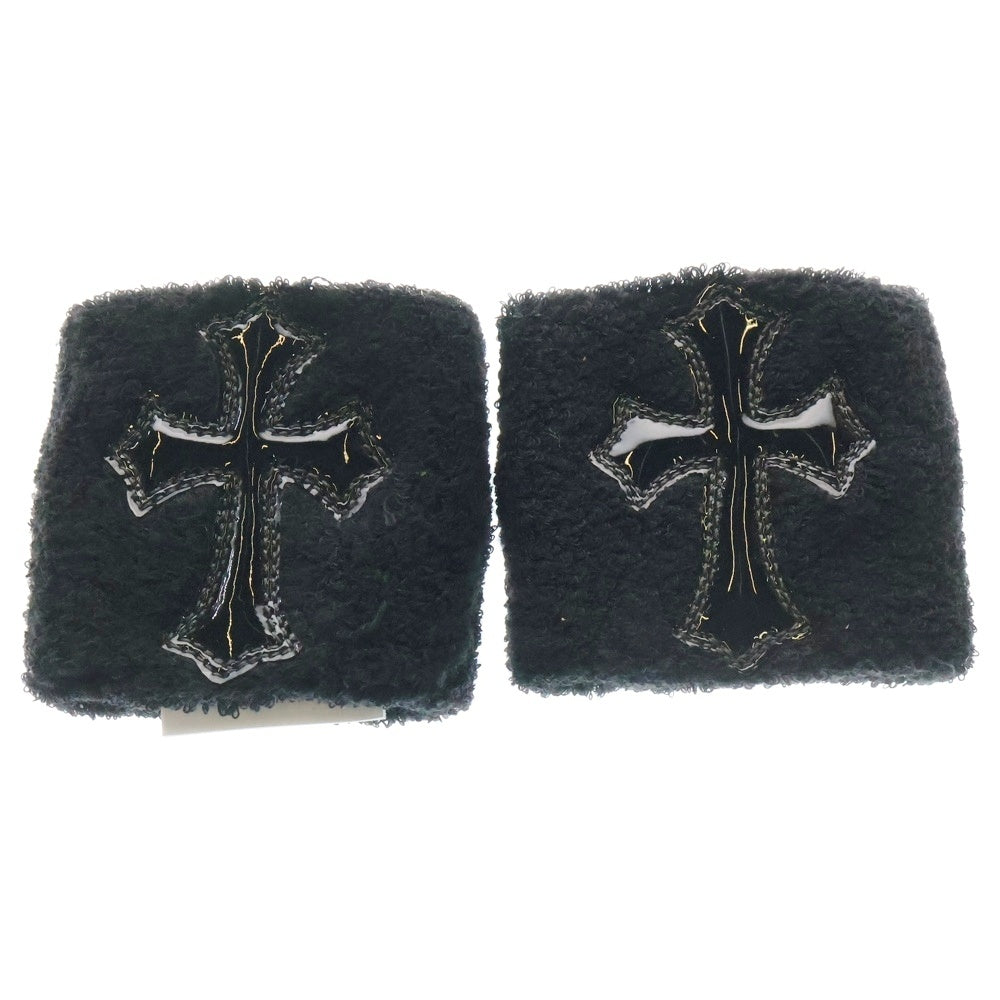 CHROME HEARTS(クロムハーツ) CROSS SWEAT BAND パテントレザークロスパッチリストバンド ブラック