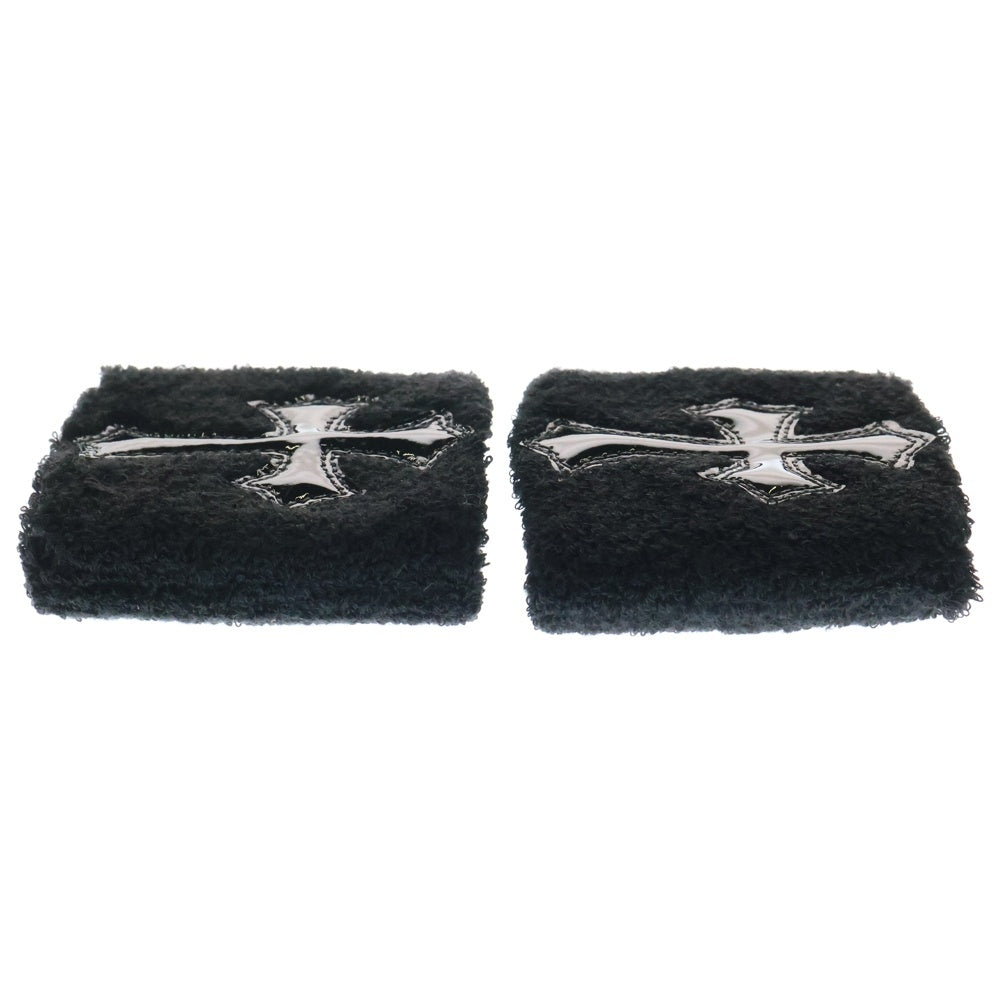 CHROME HEARTS(クロムハーツ) CROSS SWEAT BAND パテントレザークロスパッチリストバンド ブラック
