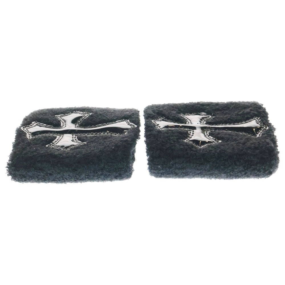 CHROME HEARTS(クロムハーツ) CROSS SWEAT BAND パテントレザークロスパッチリストバンド ブラック