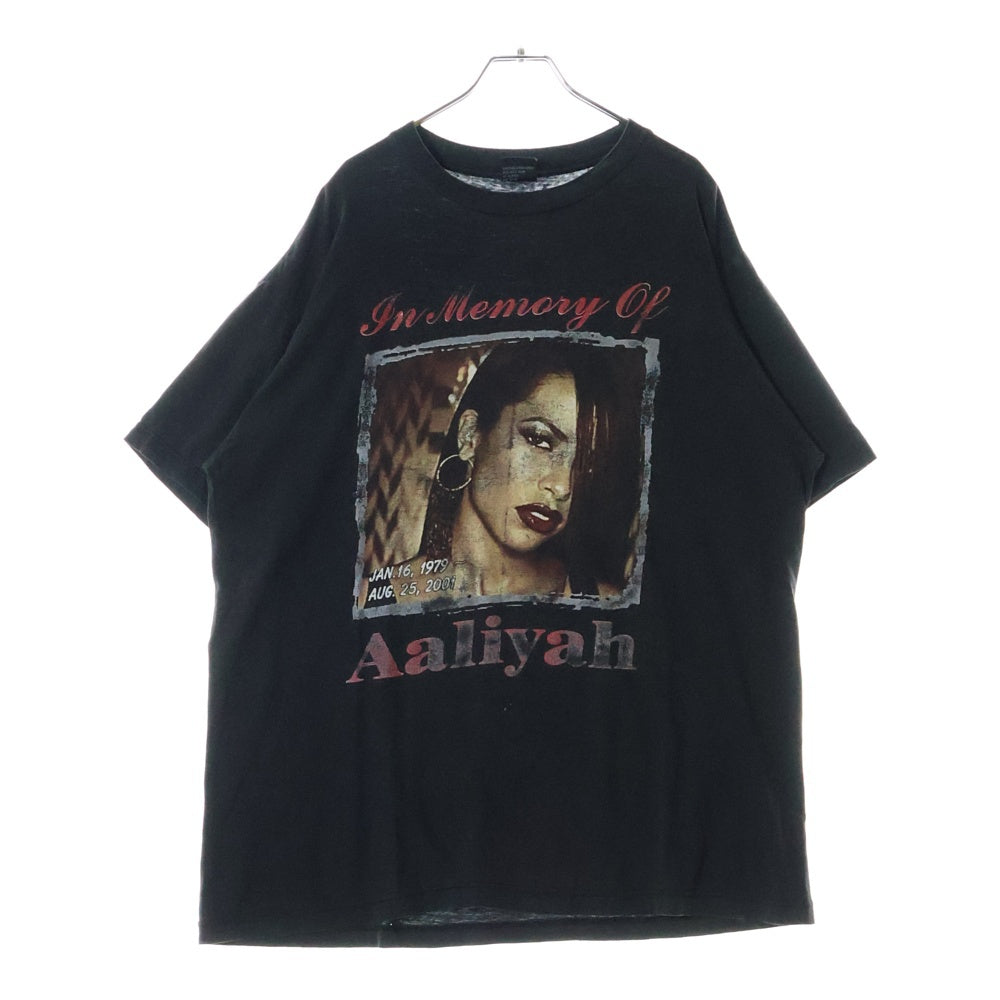 VINTAGE(ヴィンテージ) 00s Aaliyah TRY AGAIN IN MEMORY OF Aaliyah RAP DESIGN TEE アリーヤ ラップ 両面プリント半袖Tシャツ カットソー ブラック