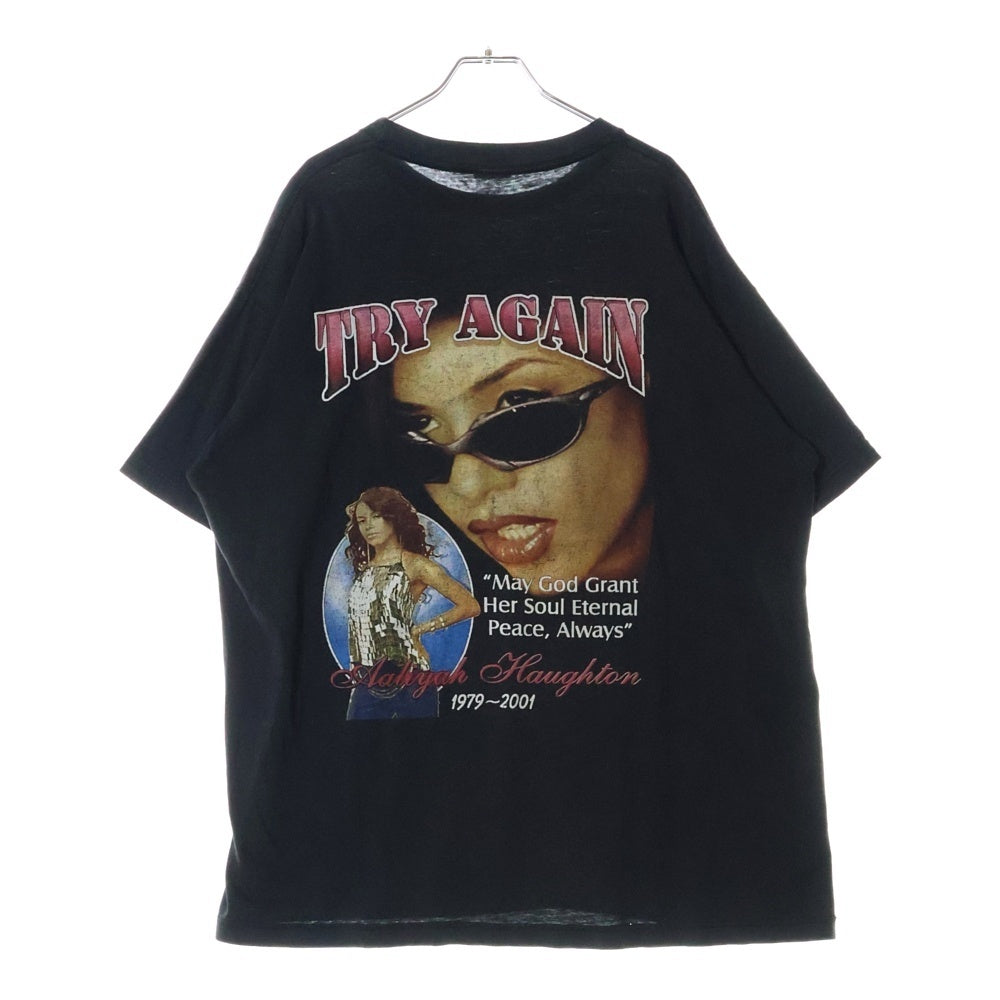 VINTAGE(ヴィンテージ) 00s Aaliyah TRY AGAIN IN MEMORY OF Aaliyah RAP DESIGN TEE アリーヤ ラップ 両面プリント半袖Tシャツ カットソー ブラック