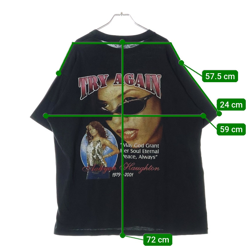 VINTAGE(ヴィンテージ) 00s Aaliyah TRY AGAIN IN MEMORY OF Aaliyah RAP DESIGN TEE アリーヤ ラップ 両面プリント半袖Tシャツ カットソー ブラック