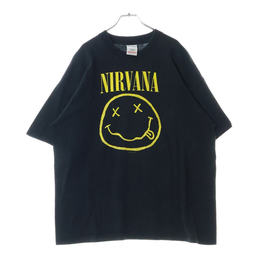 VINTAGE(ヴィンテージ) 90s NIRVANA SMILE SCREEN STARS TEE ニルヴァーナ スマイル 両面プリント半袖Tシャツ カットソー ブラック