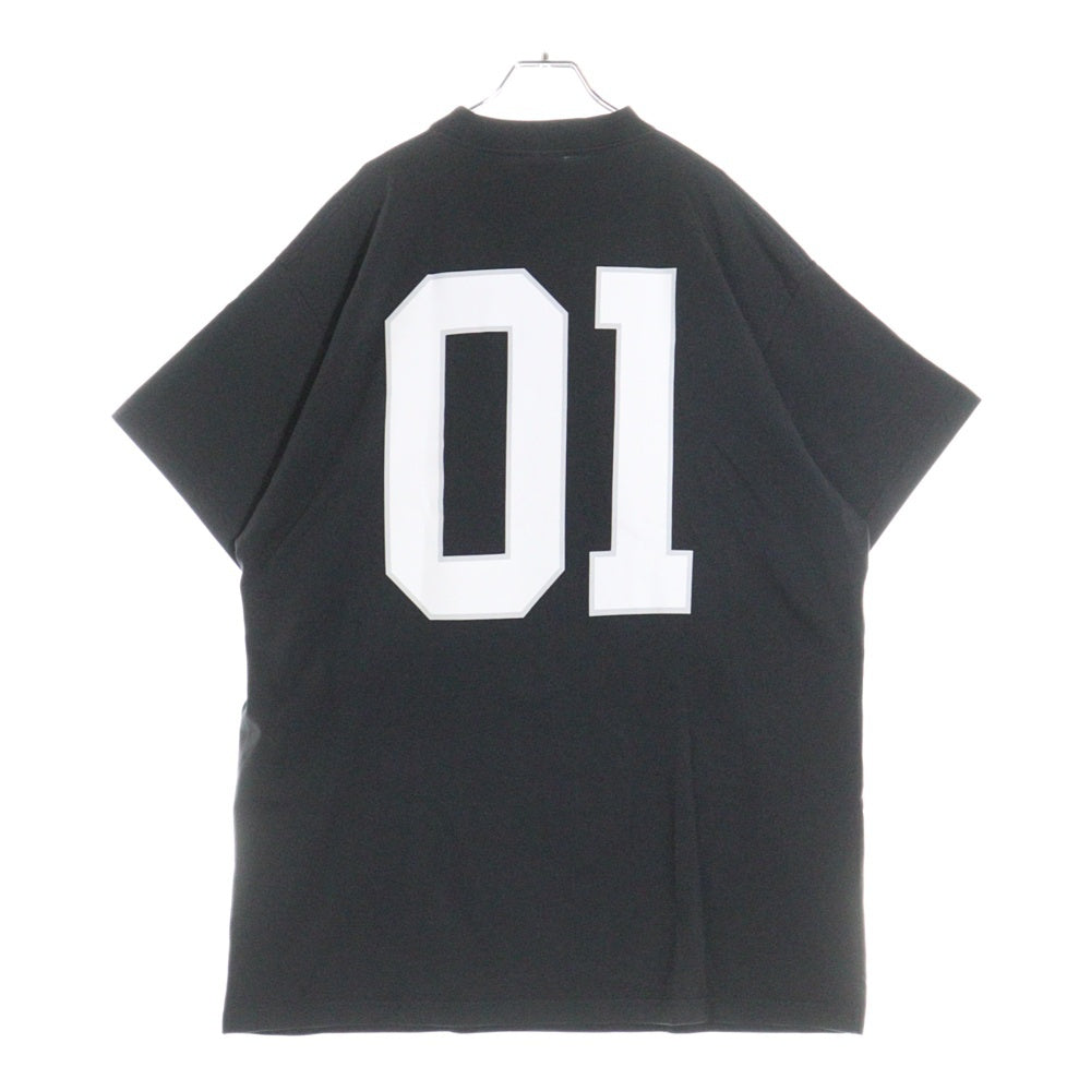BALENCIAGA(バレンシアガ) BASKETBALL SERIES バスケットシリーズ ロゴ刺繍デザイン クルーネック 半袖Tシャツ ブラック 787349 TRVW9