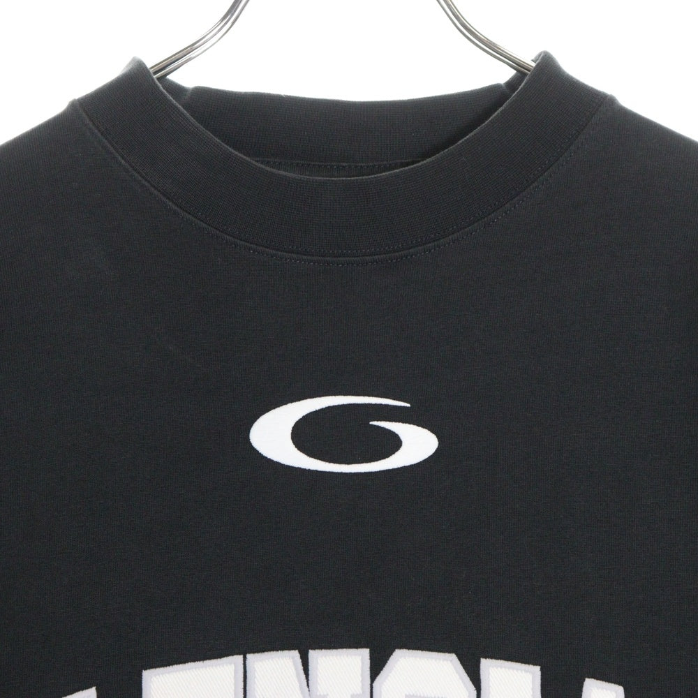 BALENCIAGA(バレンシアガ) BASKETBALL SERIES バスケットシリーズ ロゴ刺繍デザイン クルーネック 半袖Tシャツ ブラック 787349 TRVW9