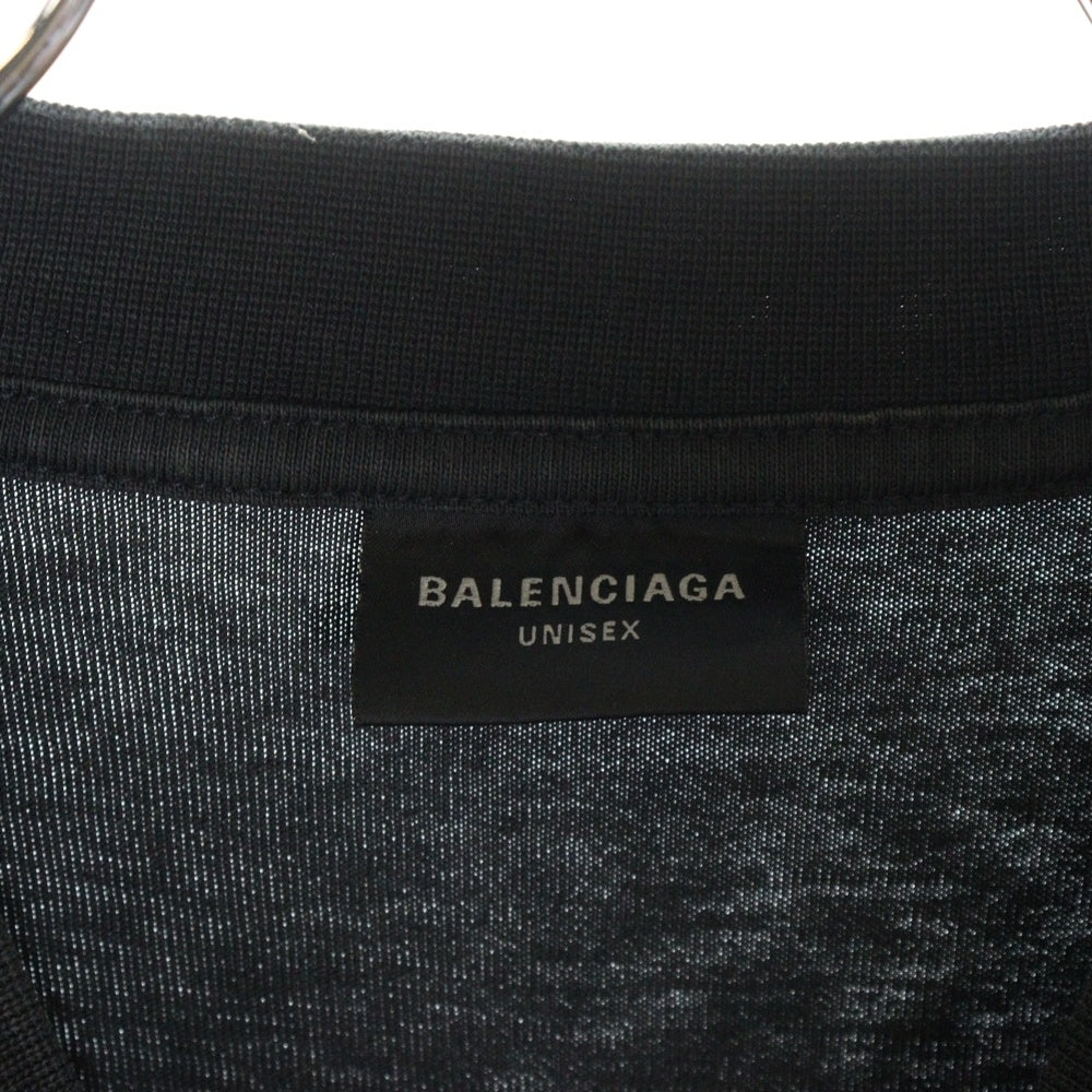 BALENCIAGA(バレンシアガ) BASKETBALL SERIES バスケットシリーズ ロゴ刺繍デザイン クルーネック 半袖Tシャツ ブラック 787349 TRVW9