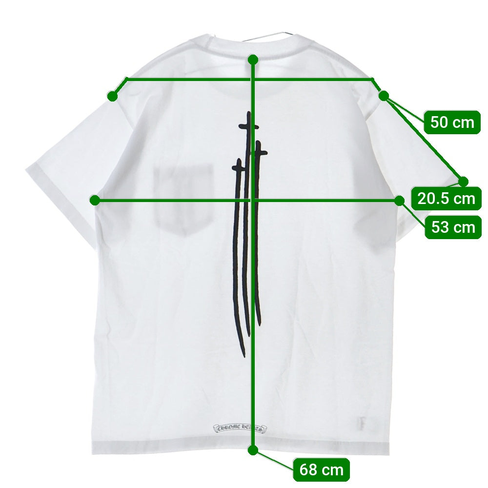 CHROME HEARTS(クロムハーツ) RS Cross S/S RS クロス 両面プリント 半袖Tシャツ ホワイト