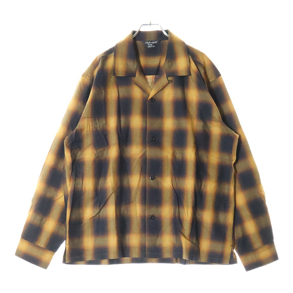 NO BRAND(ノーブランド) ANDFAMILYS オンブレチェック長袖シャツ ブラウン
