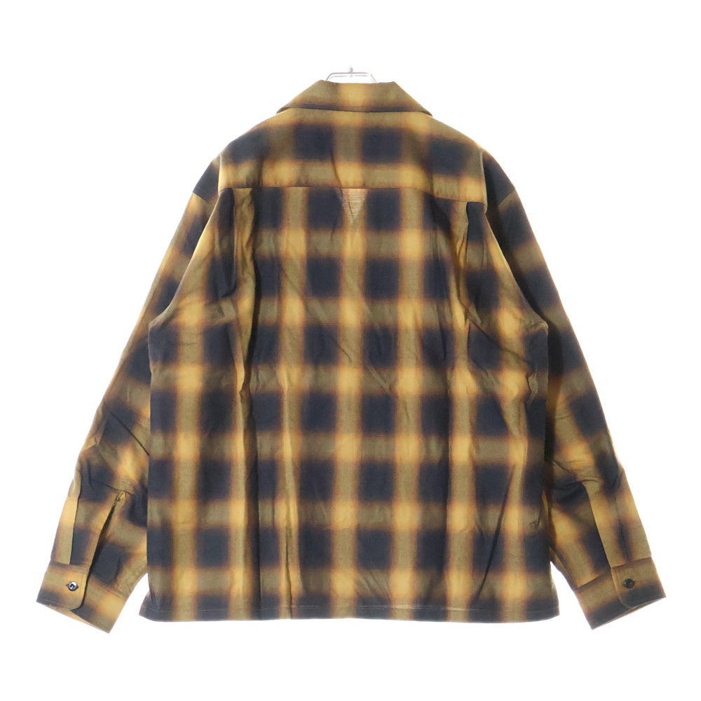 NO BRAND(ノーブランド) ANDFAMILYS オンブレチェック長袖シャツ ブラウン