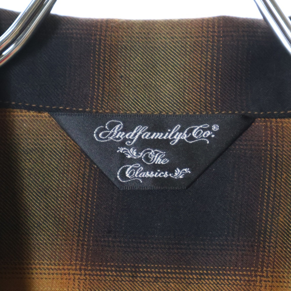 NO BRAND(ノーブランド) ANDFAMILYS オンブレチェック長袖シャツ ブラウン
