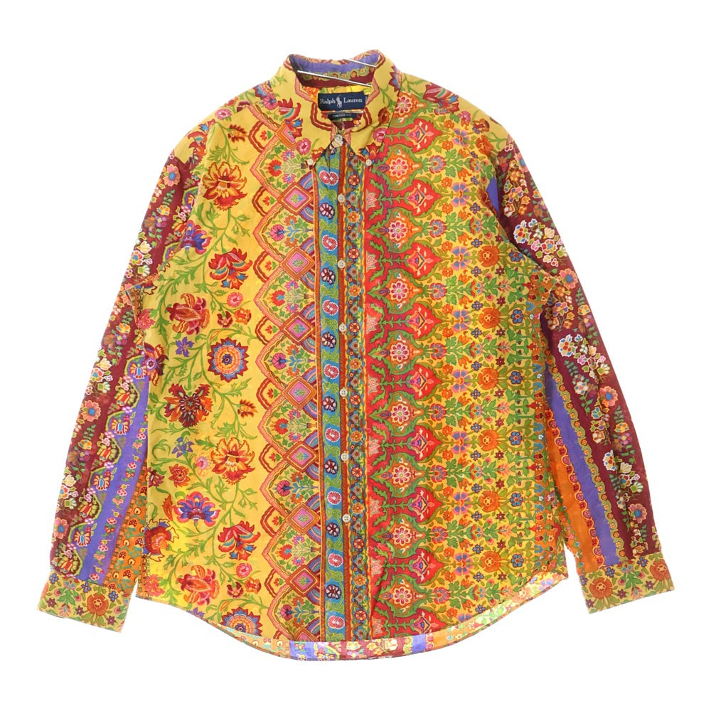RALPH LAUREN(ラルフローレン) 90s CUSTOM FIT 総柄プリント ボタンダウン ロングスリーブ 長袖シャツ マルチカラー