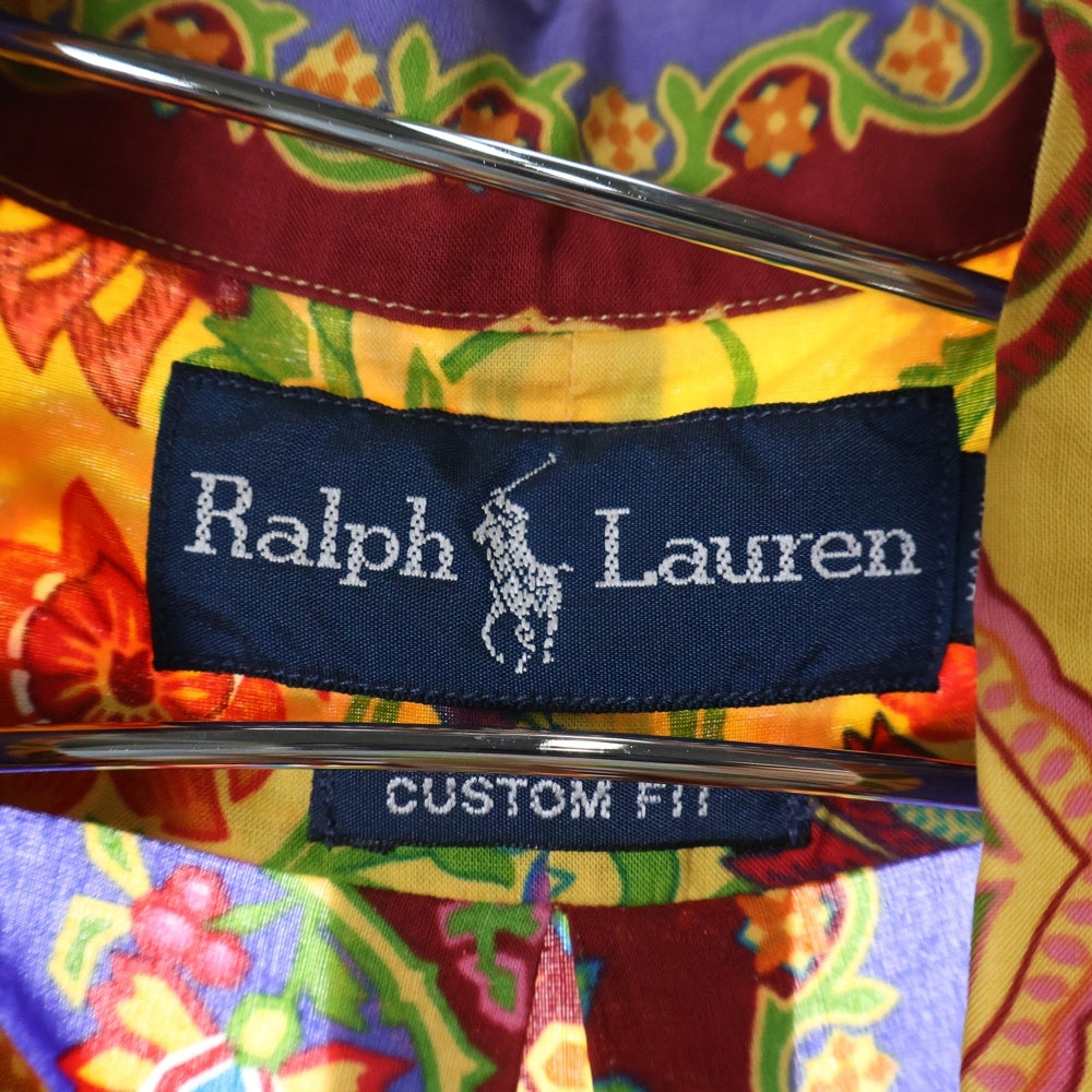 RALPH LAUREN(ラルフローレン) 90s CUSTOM FIT 総柄プリント ボタンダウン ロングスリーブ 長袖シャツ マルチカラー