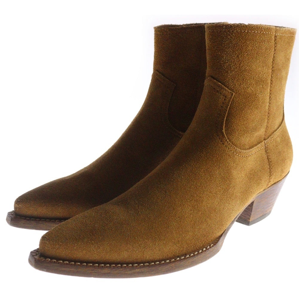 SAINT LAURENT PARIS(サンローランパリ) スウェードレザー サイドジップ ウエスタンルーカスブーツ 530824 ブラウン