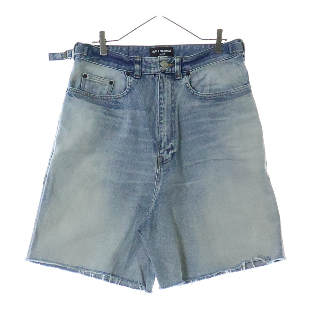 BALENCIAGA(バレンシアガ) 22AW lost tape skater shorts カットオフデザイン デニムバギーショーツ ハーフパンツ インディゴ 697835 TJW79