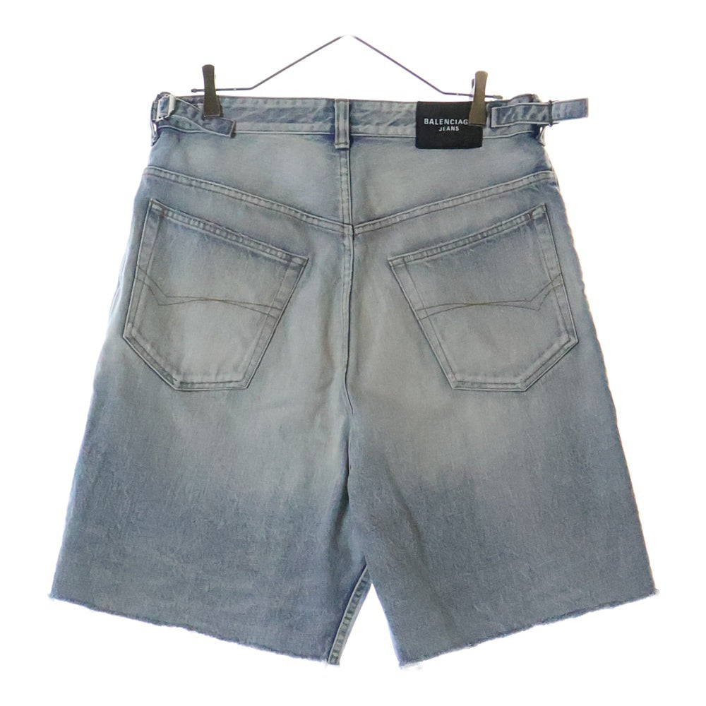 BALENCIAGA(バレンシアガ) 22AW lost tape skater shorts カットオフデザイン デニムバギーショーツ ハーフパンツ インディゴ 697835 TJW79