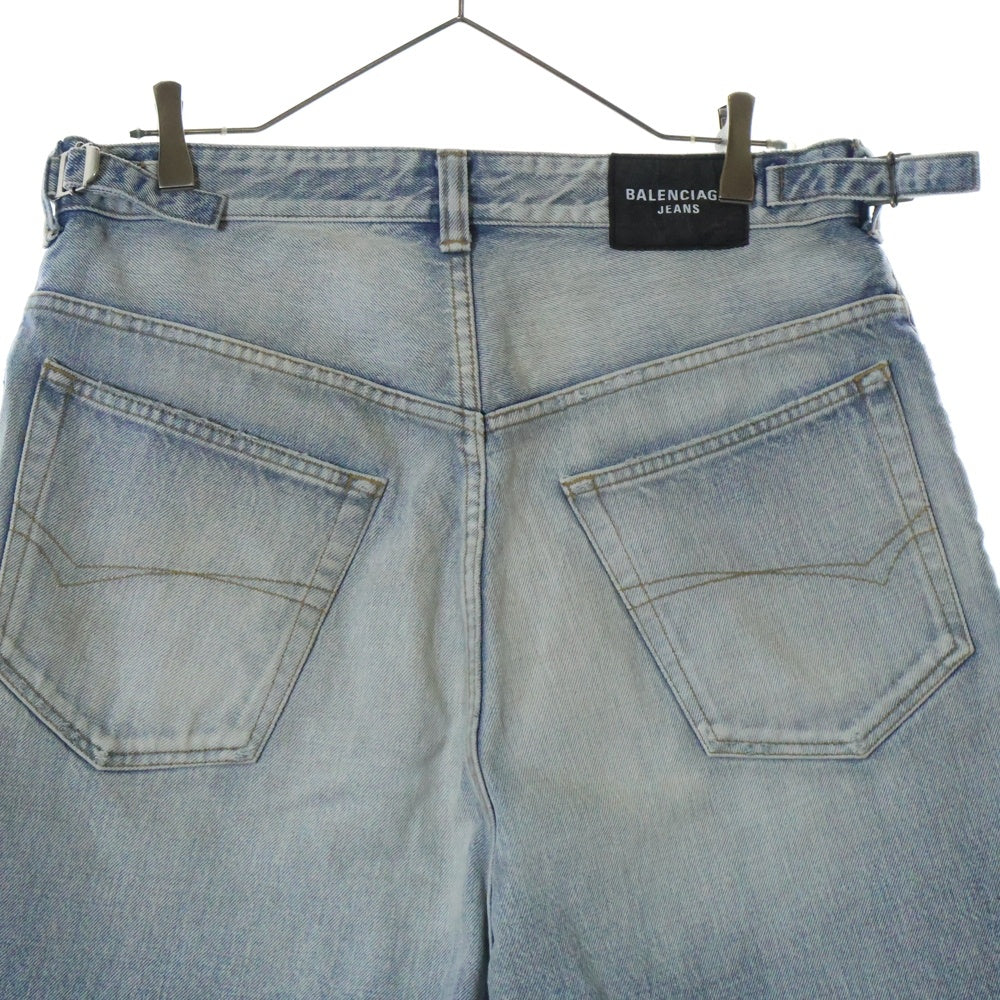 BALENCIAGA(バレンシアガ) 22AW lost tape skater shorts カットオフデザイン デニムバギーショーツ ハーフパンツ インディゴ 697835 TJW79