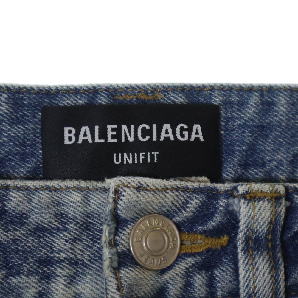 BALENCIAGA(バレンシアガ) 22AW lost tape skater shorts カットオフデザイン デニムバギーショーツ ハーフパンツ インディゴ 697835 TJW79