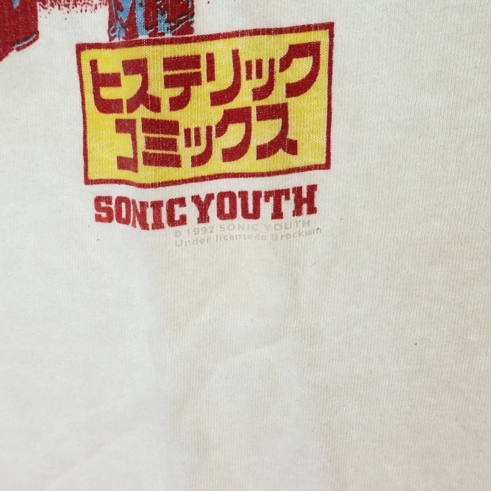 VINTAGE(ヴィンテージ) 90S SONIC YOUTH 無敵戦隊 ソニックユース ヒステリック コミックス 1992 両面プリント 半袖Tシャツ ホワイト