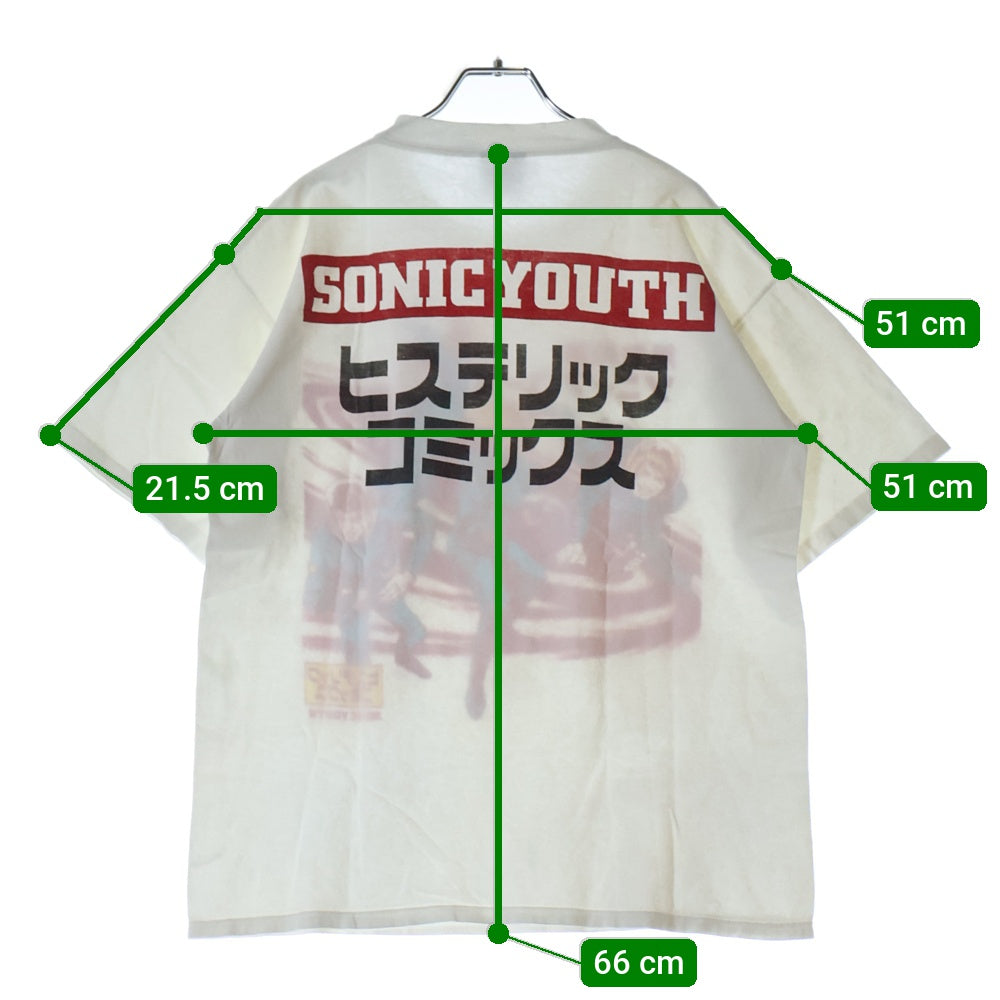 VINTAGE(ヴィンテージ) 90S SONIC YOUTH 無敵戦隊 ソニックユース ヒステリック コミックス 1992 両面プリント 半袖Tシャツ ホワイト