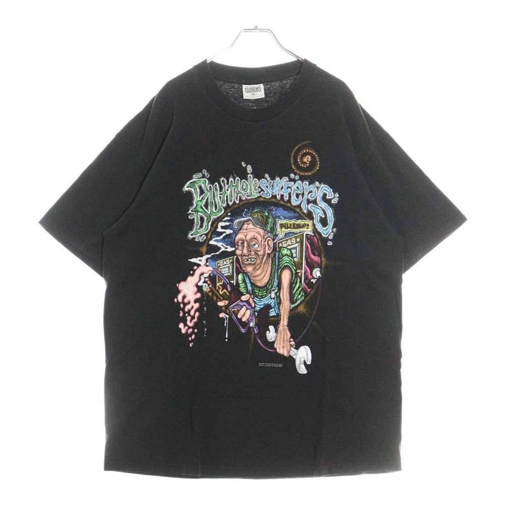 VINTAGE(ヴィンテージ) 90S BUTTHOLE SURFERS 1994 FILLER UP GAS STATION MAN バットホール・サーファーズ 両面プリント 半袖Tシャツ ブラック