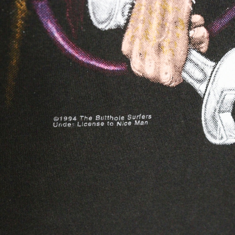 VINTAGE(ヴィンテージ) 90S BUTTHOLE SURFERS 1994 FILLER UP GAS STATION MAN バットホール・サーファーズ 両面プリント 半袖Tシャツ ブラック