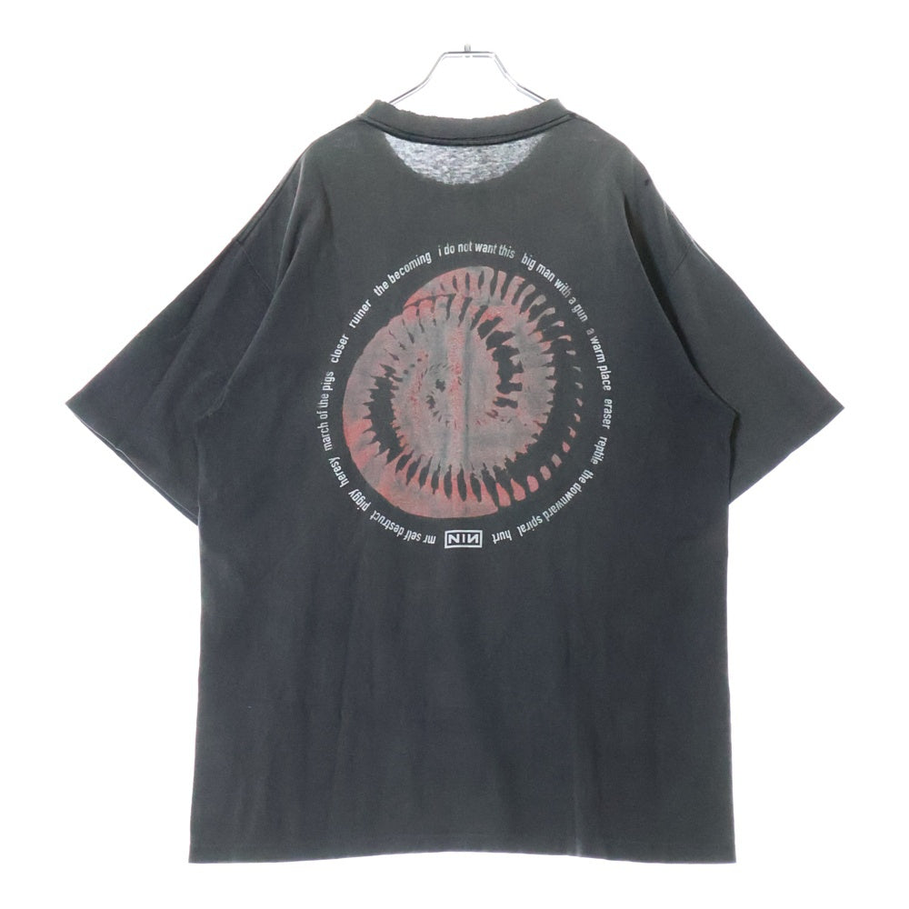 VINTAGE(ヴィンテージ) 90s NINE INCH NAILS BOX EMBROIDERY LOGO ナインインチネイルズ NIN刺繍 バックプリント Tシャツ 半袖カットソー ブラック